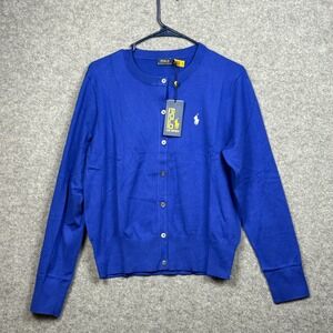Polo Ralph Lauren Womens Blue US Open Cardigan Sweater Button Front Size L